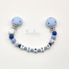 www.louloulaboutique.com attache doudou personnalisée avec un prénom perle silicone bleu garcon