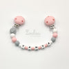 www.louloulaboutique.com attache doudou personnalisée avec un prénom perle silicone rose