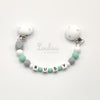 www.louloulaboutique.com attache doudou personnalisé au prénom souhiaté perle silicone blanc vert