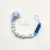 Attache tétine 18 - Cadeau naissance -  Attache sucette sans BPA fait main avec perles bleu, nuage, silicone, étoile - www.louloulaboutique.com - Accessoire bébé éveil